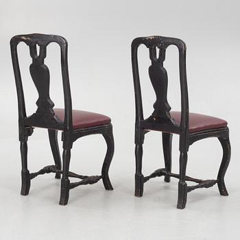 A pair of rococo chairs, mid 18th century.