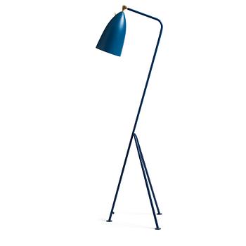 Greta Magnusson Grossman, a Swedish Modern blue lacquered G-33 (Grasshopper) floor light, Bergboms, Malmö, 1950s.