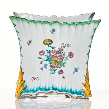 A Swedish faience Rörstrand flower pot, 18th Century.