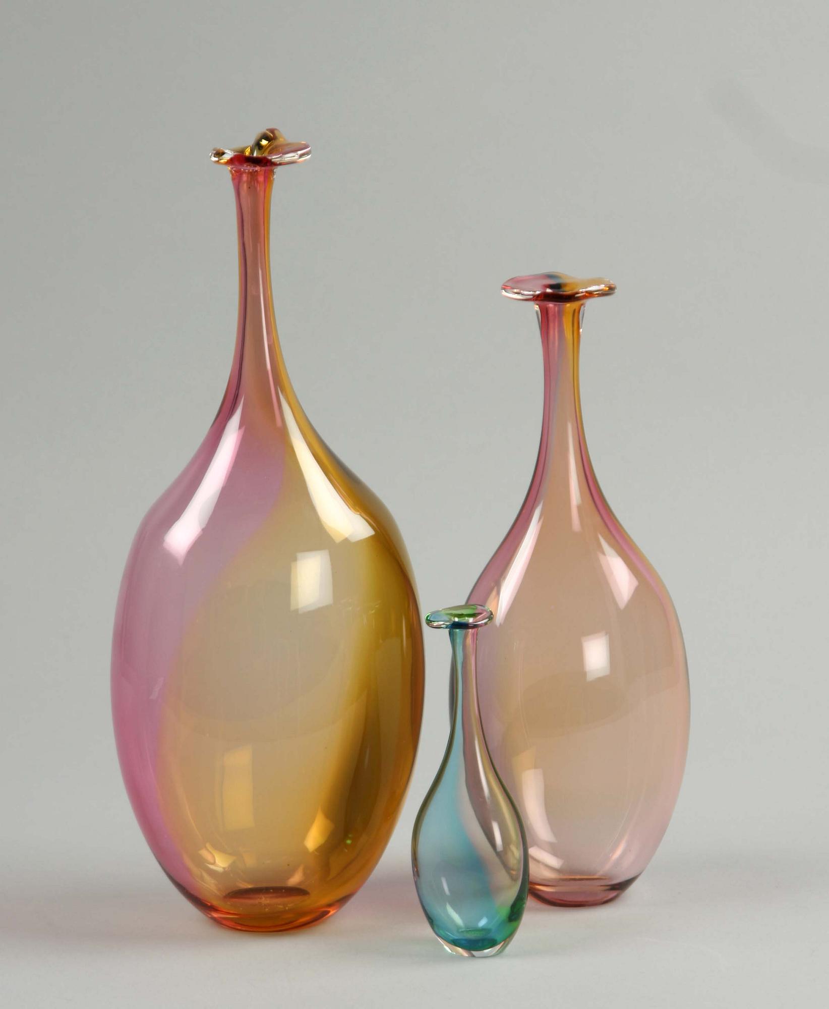 VASER, 3 st, glas, Kjell Engman, Kosta Boda, sign.