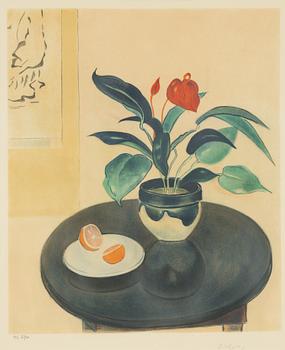 Einar Jolin, Stillben med blomma och apelsin.