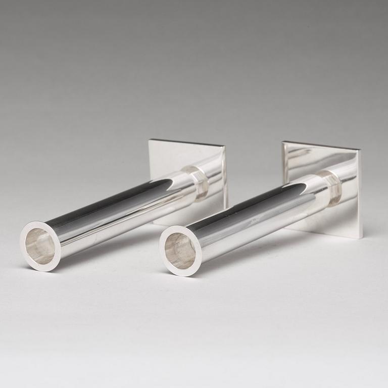 Wiwen Nilsson, a pair of sterling candlesticks, Lund, Sweden 1949.