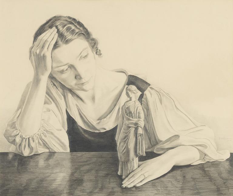 Oscar Antonsson, blyerts, signerad och daterad 1936.