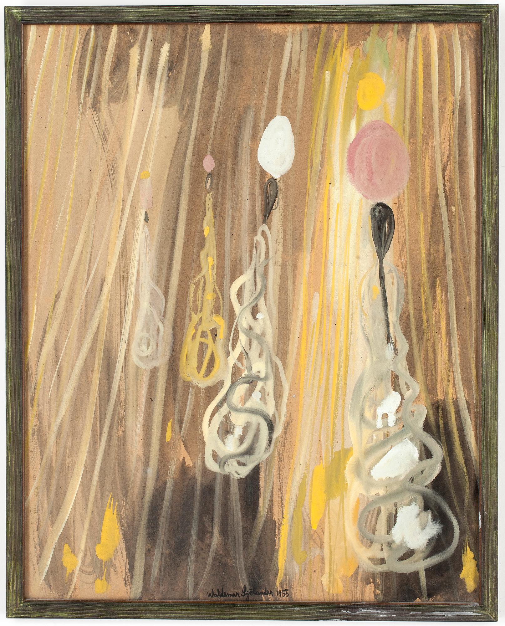WALDEMAR SJÖLANDER, gouache, signerad och daterad 1955.