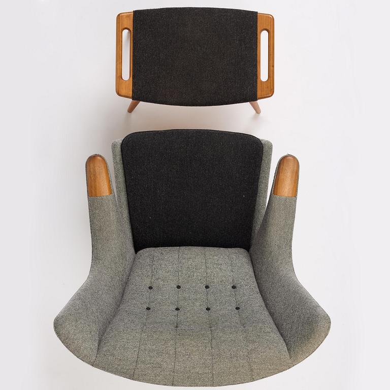 Hans J. Wegner, a "Bamse" (Papa Bear) armchair with ottoman, PP Møbler, Denmark.
