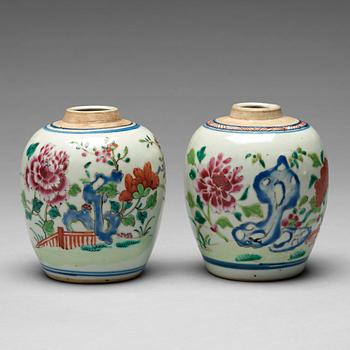 168. Two famille rose caddies, Qing dynasty, 18th century.