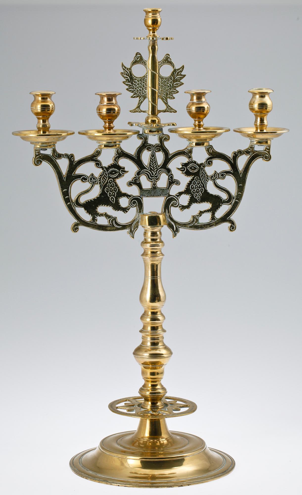 KANDELABER, mässing, tidigt 1900-tal.