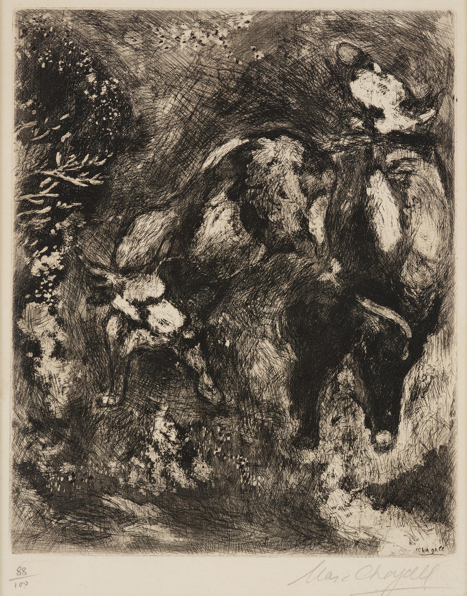 Marc Chagall, "Les deux taureaux et une grenouille".