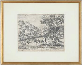 MARTEN DE VOS, efter, 2 st, kopparstick, 1600/1700-tal.