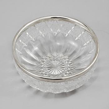 SKÅL, glas samt låghaltigt silver, 1900-tal.