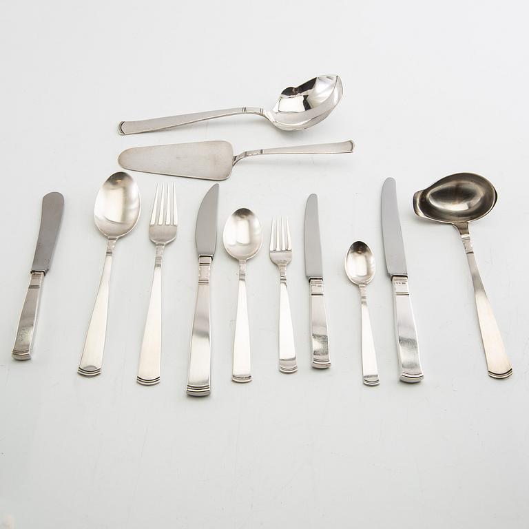 Jacob Ängman, Cutlery approx. 97 dlr "Rosenholm" silver GAB 1990s.