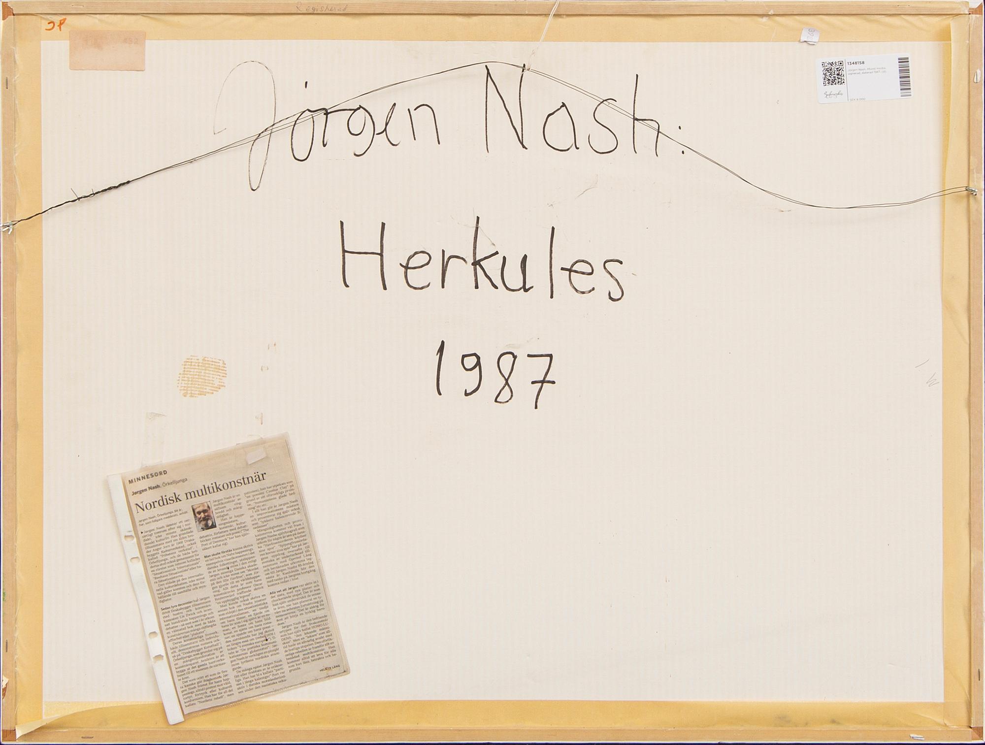 Jörgen Nash, Mixed media, signerad, daterad 1987.