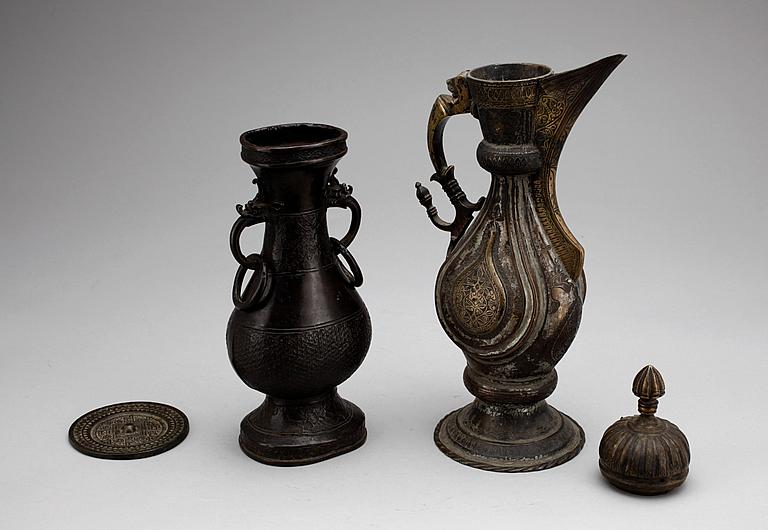 PARTI DIVERSE, 3 delar, metall,  bla orientaliskt, 1800/1900-tal.