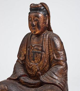 A large wooden gilt lacquer figure of Guanyin, Vietnamese/Southern China, about 1800 or later.