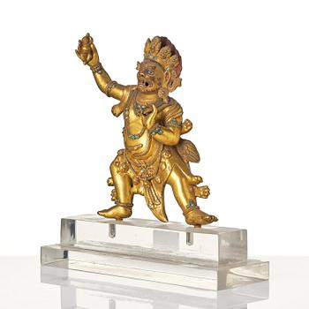 A Sinotibetan gilt bronze figure of Vajrapani, 20th century.