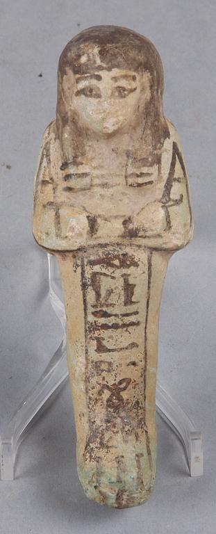 USHABTI, fajans, troligen forntida och Nya riket, Egypten 1550-1070 f Kr.