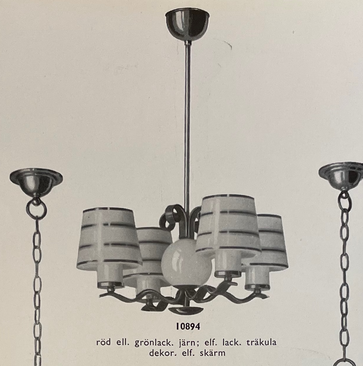 Harald Notini, a model "10894" ceiling lamp, Arvid Böhlmarks Lampfabrik, Stockholm, 1930s.