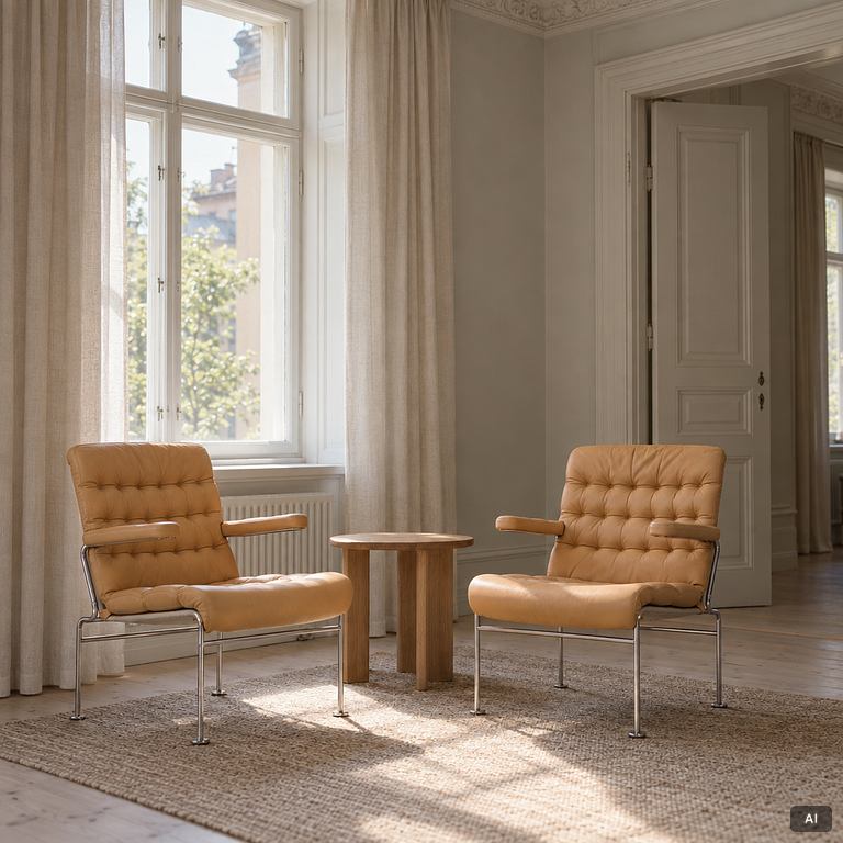 Bruno Mathsson, Armchairs, a pair, “Birgitta”, Dux.
