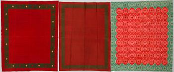 BEDCOVERS/TABLECOVERS, 3 pieces, flat weave, ca 167,5x137,5, 165,5x141, 161,5x123 cm, Scania, Sweden.