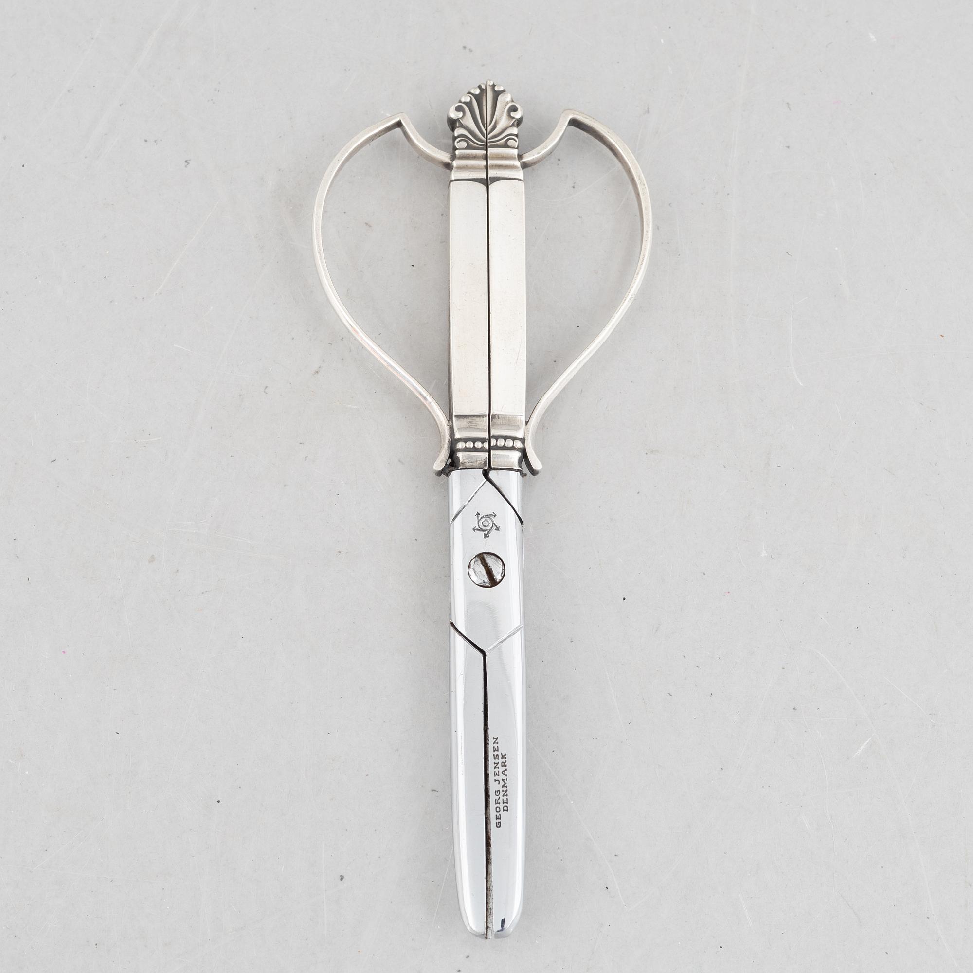 Johan Rohde, 'Acanthus' sterling silver grape scissors, Georg Jensen, Denmark, after 1945.