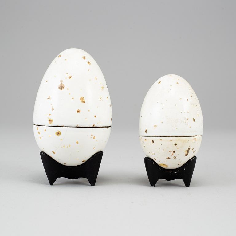 Hans Hedberg, HANS HEDBERG, two faience sculptures of eggs, Biot, France.
