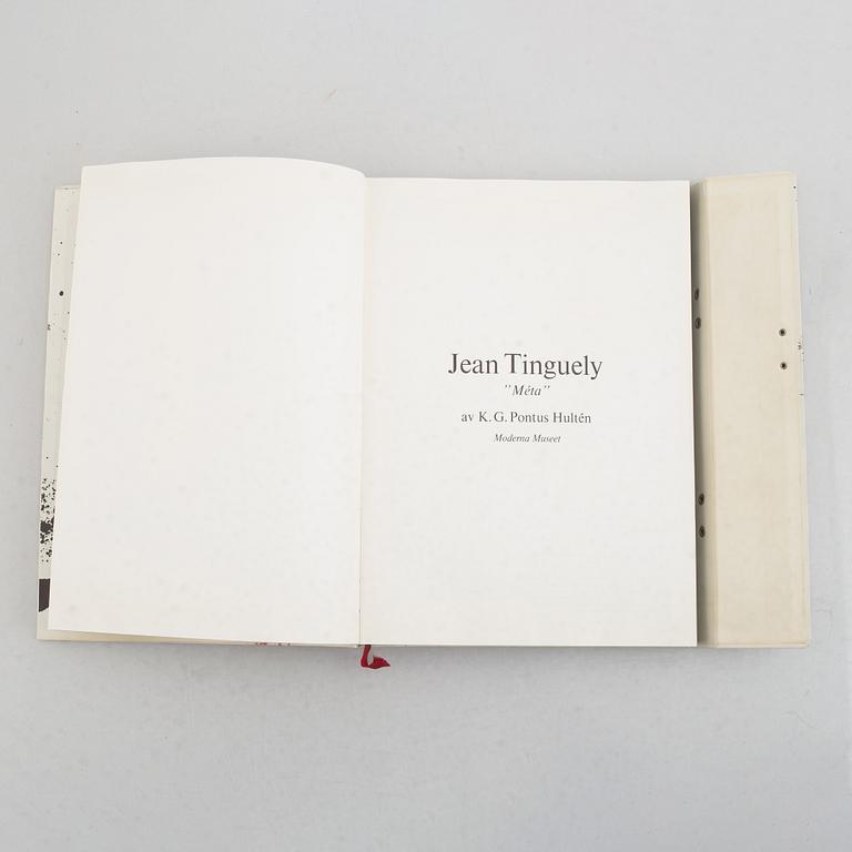 two books, Jean Tinguely, after, "Méta", and "Pontus Hultén, Hon & moderna".