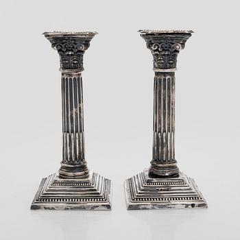 A pair of silver candlesticks, Birmingham, England 1969.