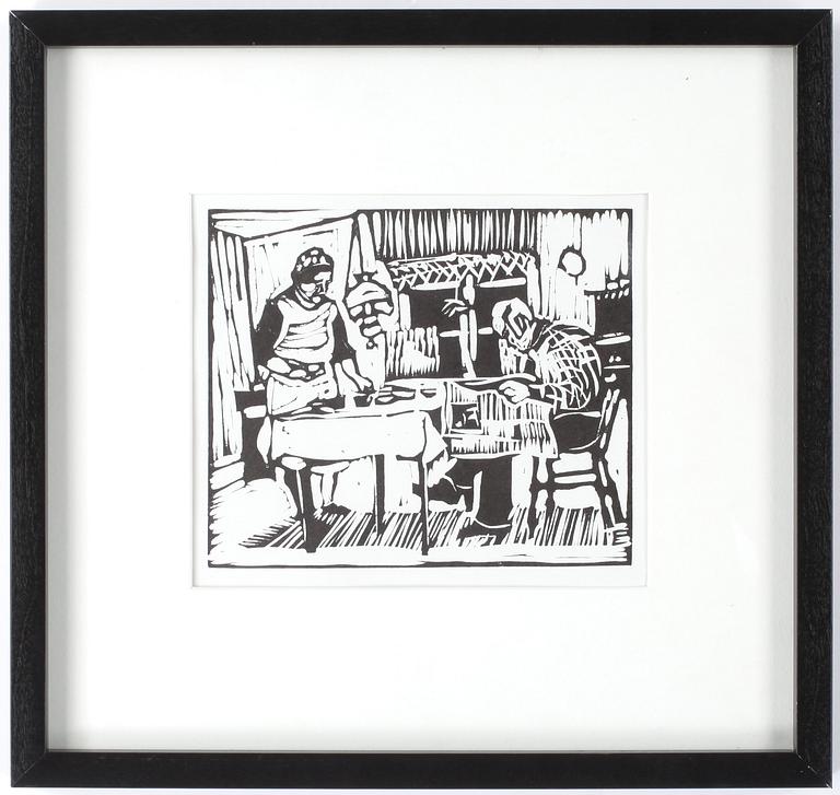 LARS LERIN, träsnitt, osignerad.