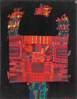 Stig Lindberg, a textile print on velvet, Nordiska Kompaniet, Sweden, 1960's.
