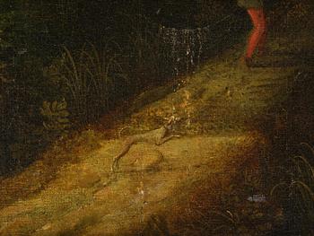 Flemish school, 16th/17th century in the manner of Anton Mirou, Landscape with figure staffage by a village.