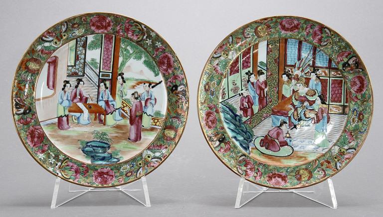 TALLRIKAR, 4 st, Kanton, Kina samt SKÅLFAT, 2 st, Japan, 1800/1900-tal.