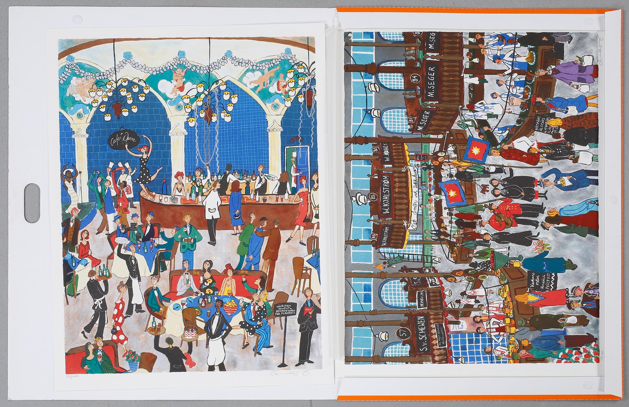 MARIKA LANG, 5 st färglitografier i mappen "Flärd", signerade och numrerade 156/290.