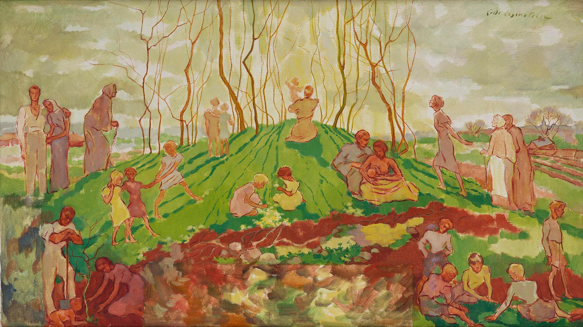 Lotte Laserstein, Fantasy landscape with people.