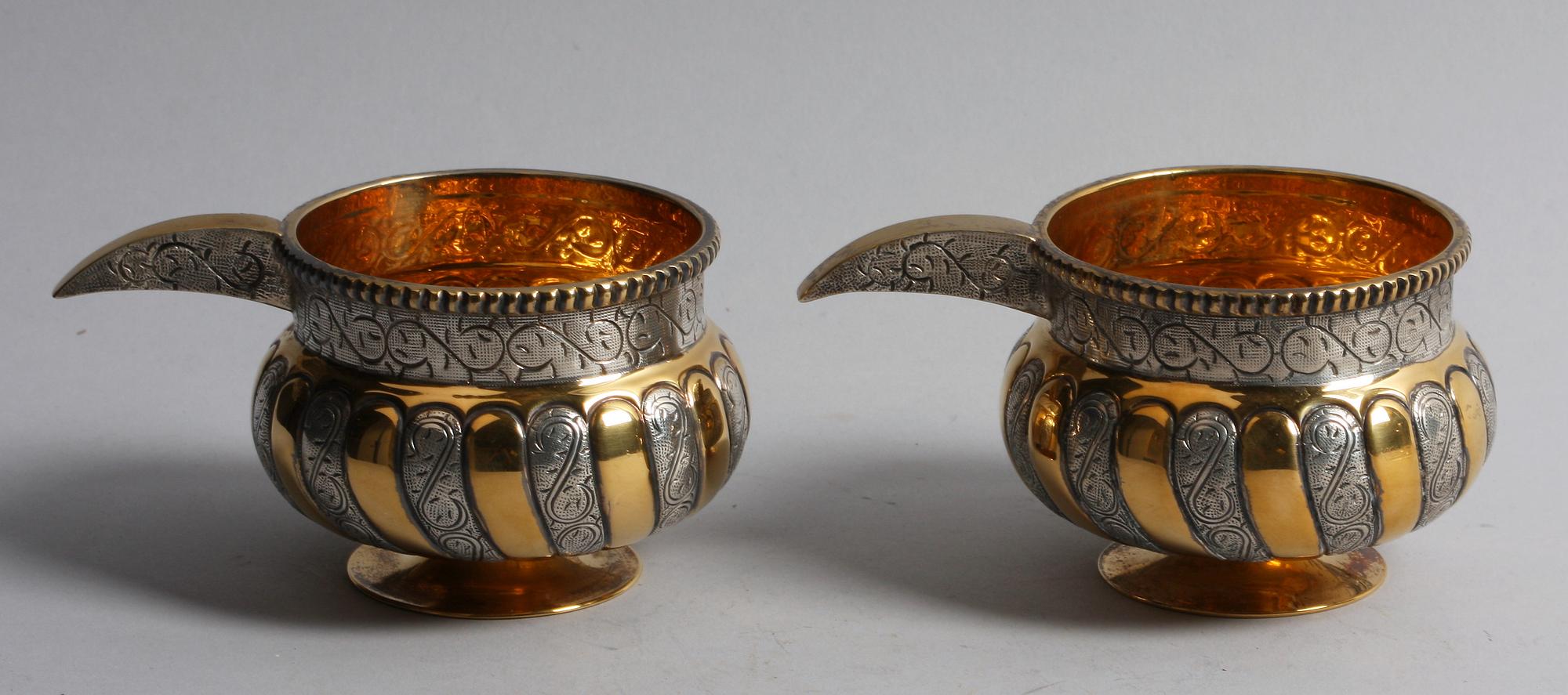 VODKABÄGARE, 2 st, silver, Mexico, 1900-tal.