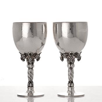 Georg Jensen, a pair of sterling silver wine glasses, Copenhagen 1988 & 1996, design nr 263.