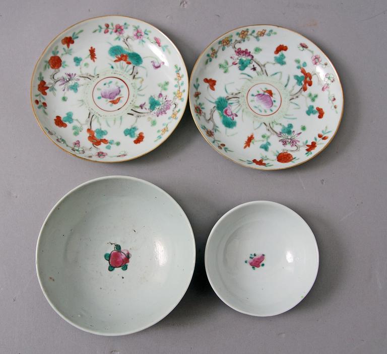 PARTI PORSLIN, 5 delar. Kina, 1800-1900-tal.