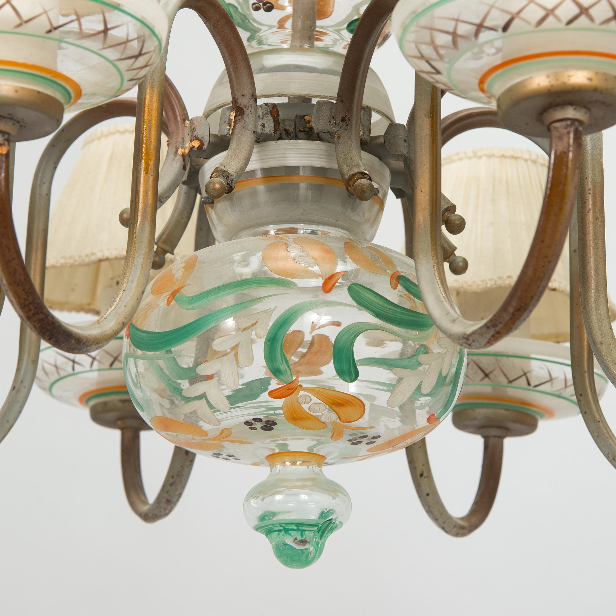 Paavo Tynell, A 1940s '1752/8' chandelier, for Taito and Kauklahden Lasitehdas. Finland.