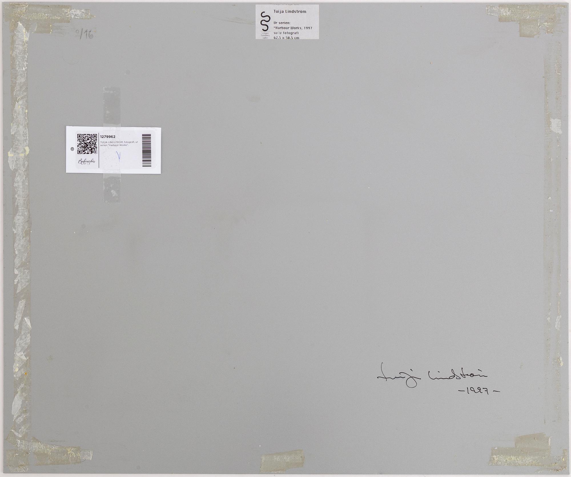Tuija Lindström, photograph mounted to aluminum signed on verso.