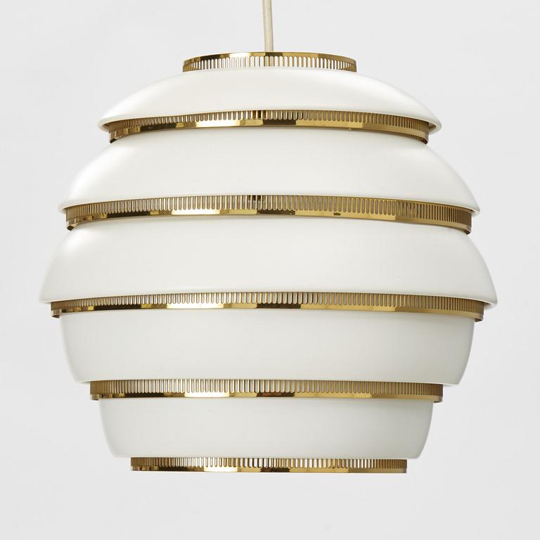 Alvar Aalto, a model A331, "Beehive" ceiling lamp, Valaisinpaja, Finland.