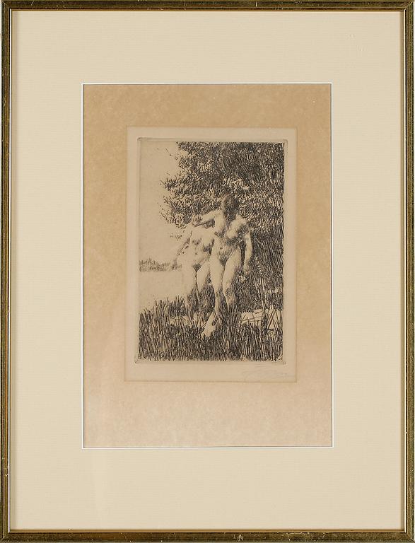 ANDERS ZORN, etsning, signerad och otydligt daterad i plåten 1917.