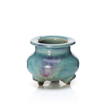 A small jun glazed tripod censer, Song dynasty (960-1279).