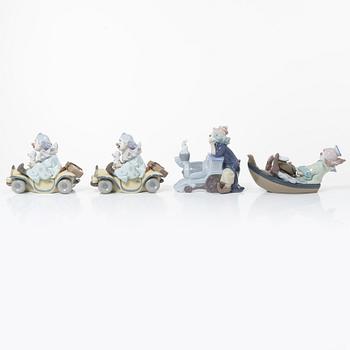Lladró, figurines, 4 pcs, "Trip to the Circus" x 2, "Circus Express" and "Circus Waves".