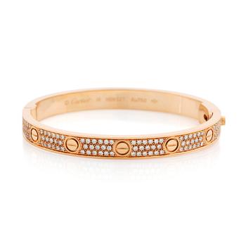 494. Cartier armband "Love" 18K roséguld med runda briljantslipade diamanter.