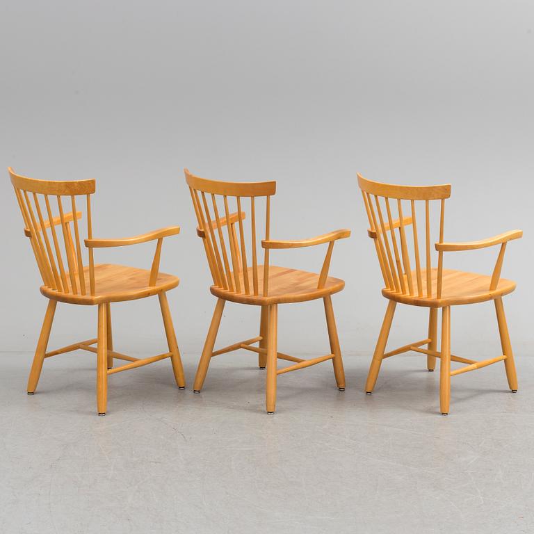 CARL MALMSTEN, karmstolar, 3 st, "Lilla Åland", Stolab, 1992.