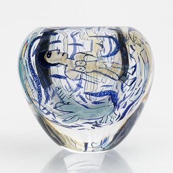 Ulrica Hydman-Vallien, a unique graal glass vase, Kosta Boda, Sweden, signed.