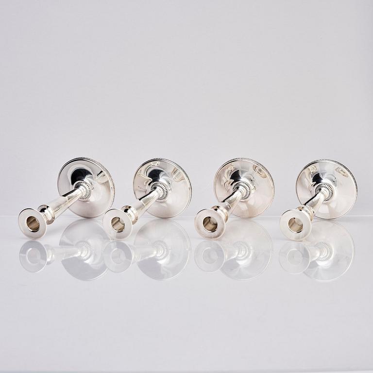 Eric Råström, four silver candlesticks, firm CG Råström, Stockholm 1964-65.