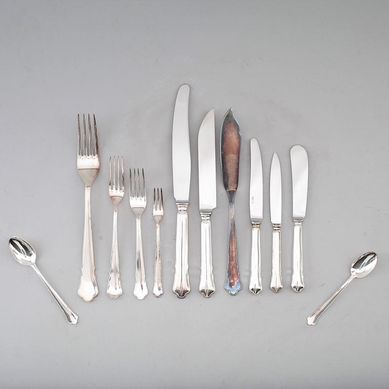 BESTICK, 69 delar, nysilver, 1900-talets andra hälft.