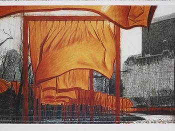 Christo & Jeanne-Claude, färgoffset, signerad med blyerts.