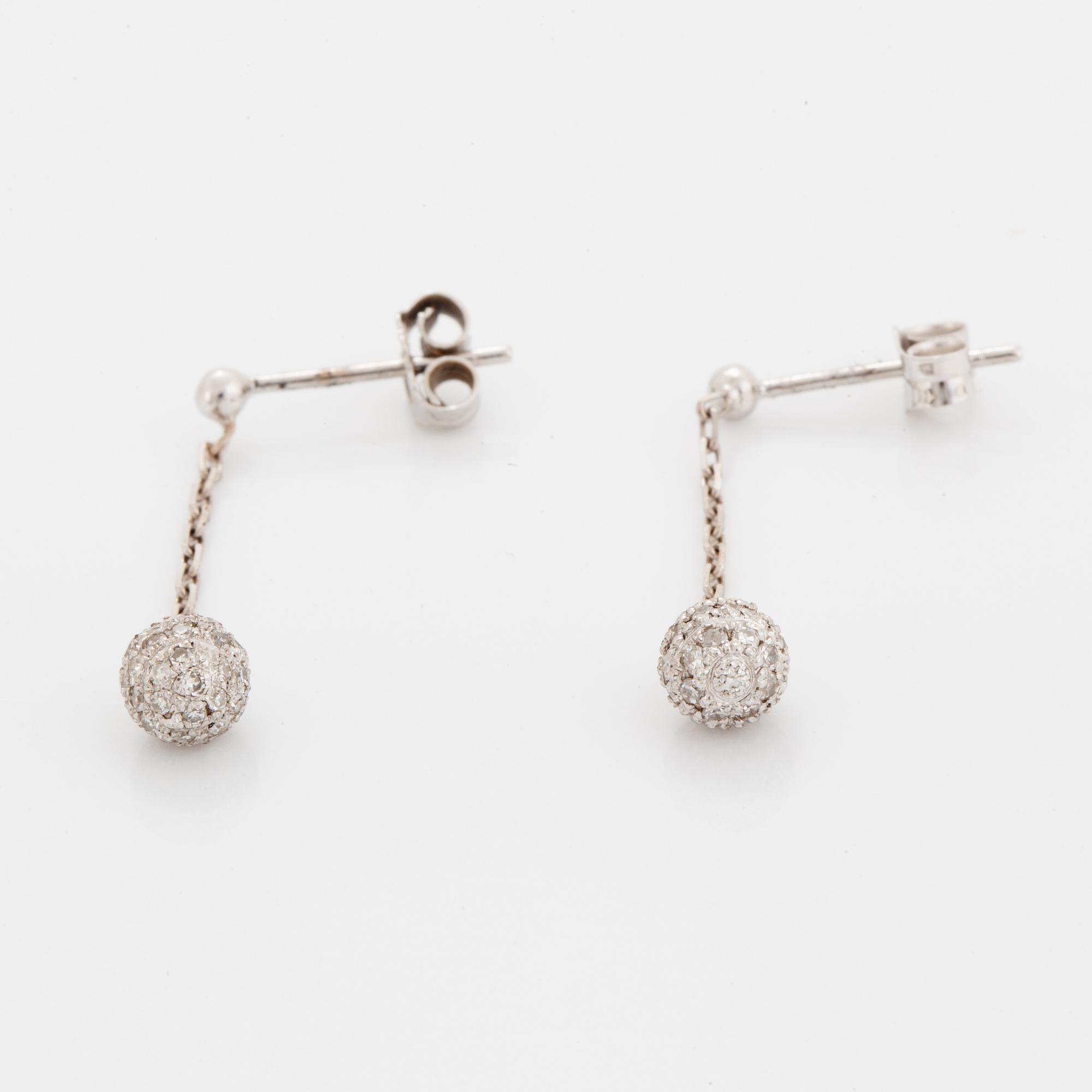 Eight-cut diamond ball earrings.