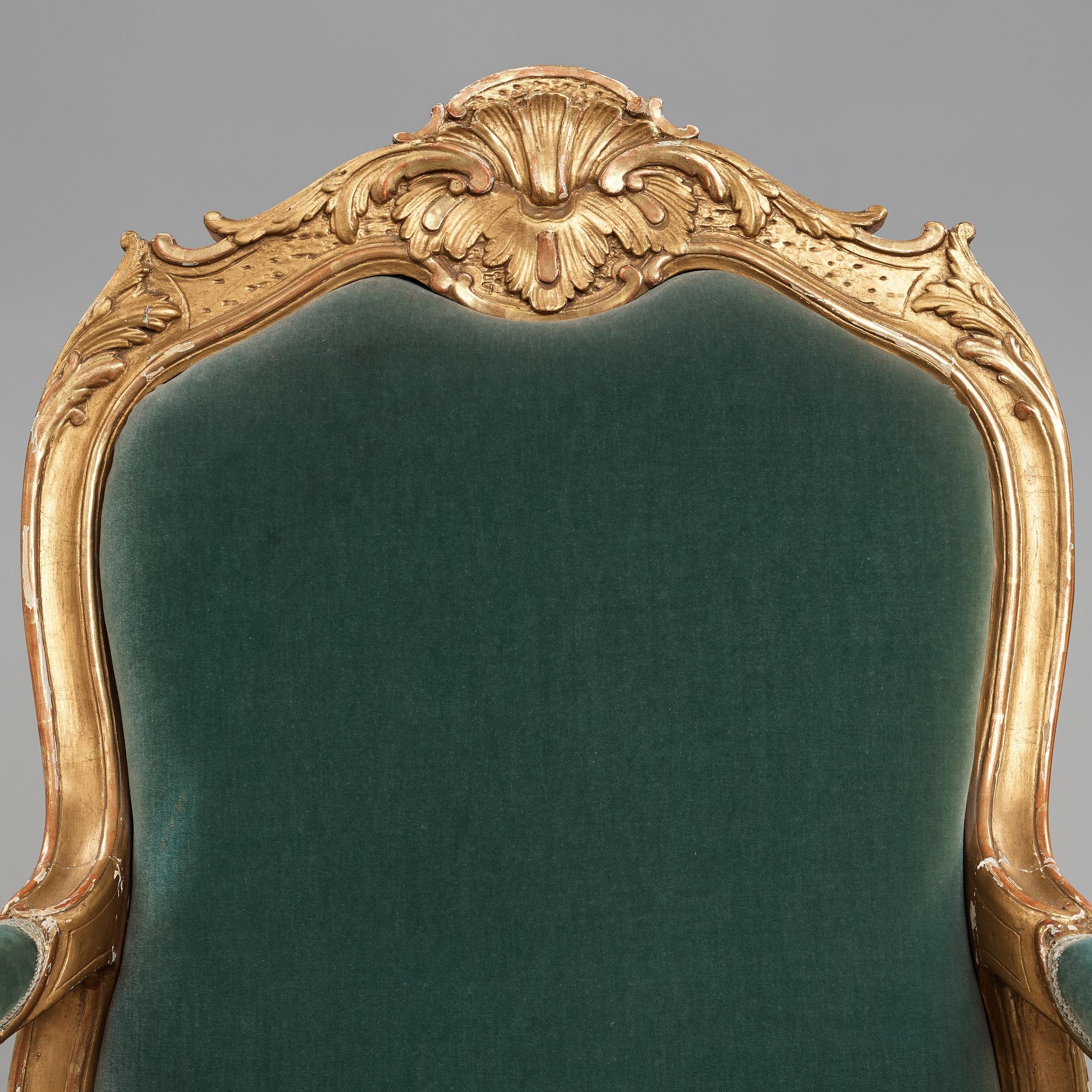 A large Swedish Rococo armchair by Carl Magnus Sandberg (master in Stockholm 1759-1789), circa 1760.